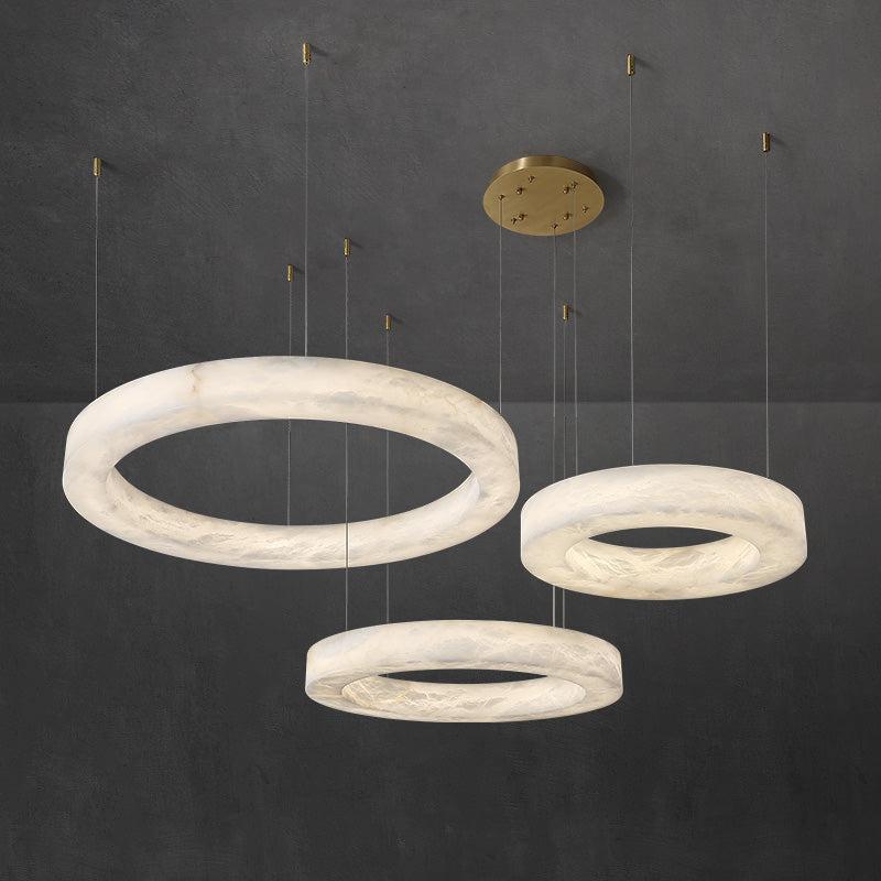 Theseus Alabaster Round Chandelier 19" 27" 36" 60"D