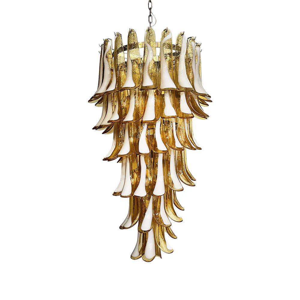 Beautiful Murano Amber Petals Spiral Chandelier 25.2"