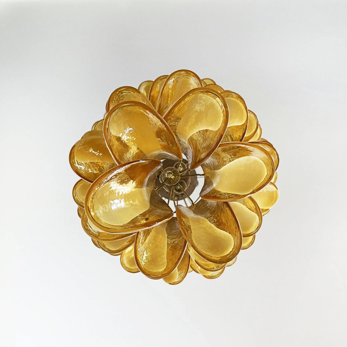 Beautiful Murano Amber Petals Spiral Chandelier 25.2"