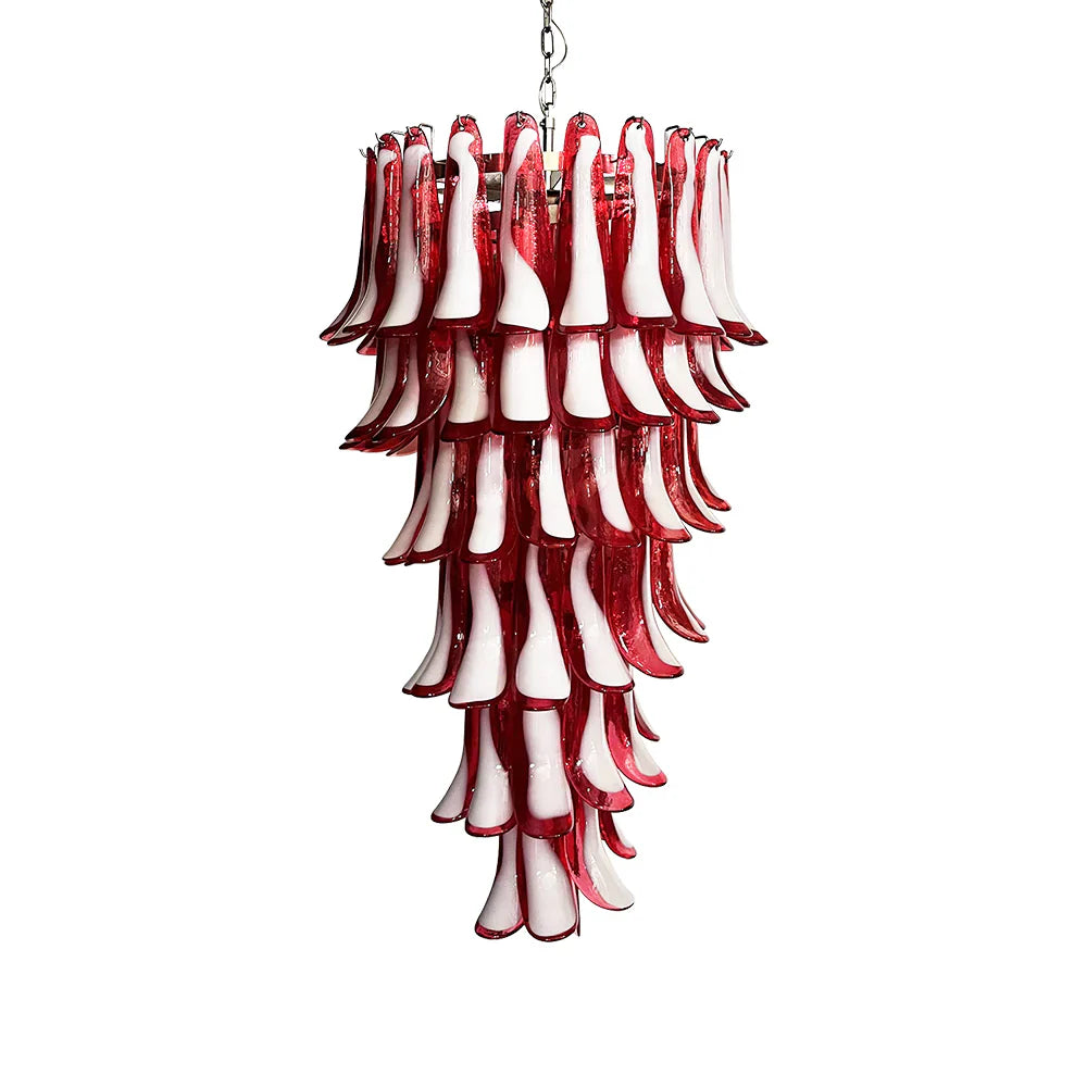 Beautiful Murano Red Petals Spiral Chandelier 25"