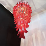 Beautiful Murano Red Petals Spiral Chandelier 25"