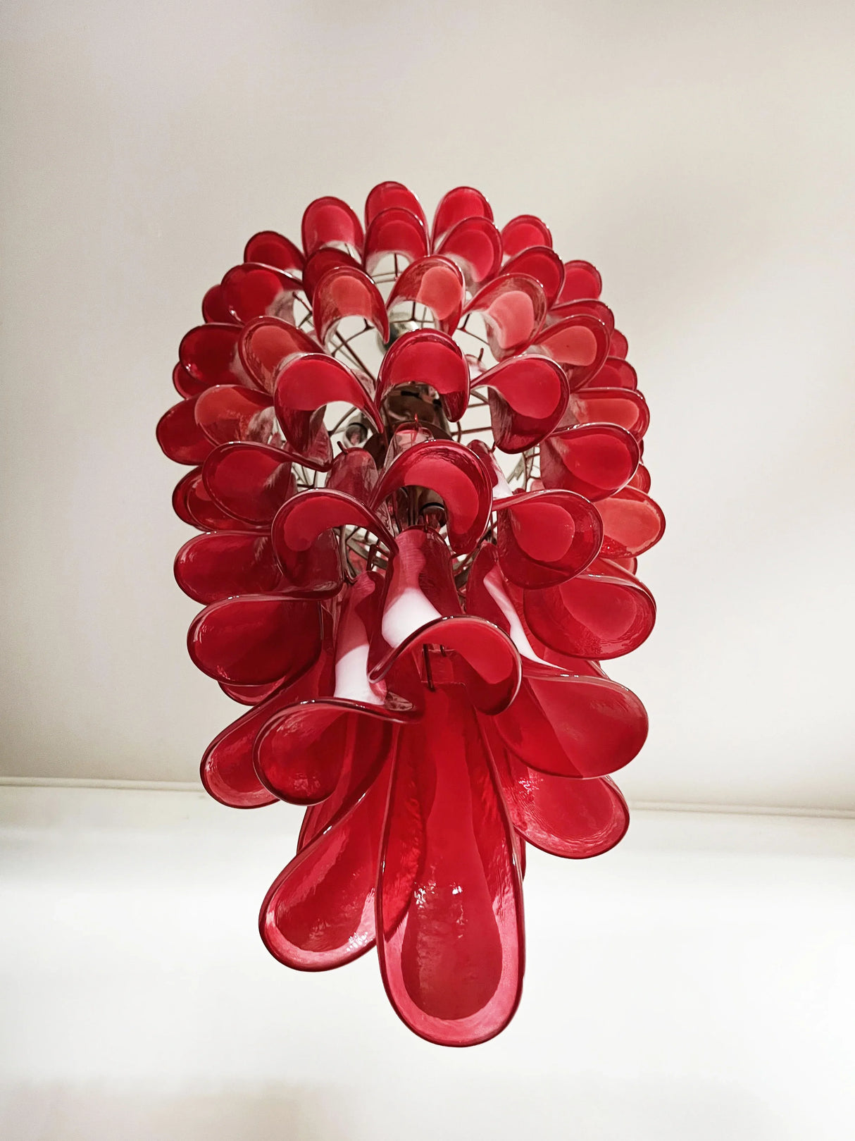 Beautiful Murano Red Petals Spiral Chandelier 25"