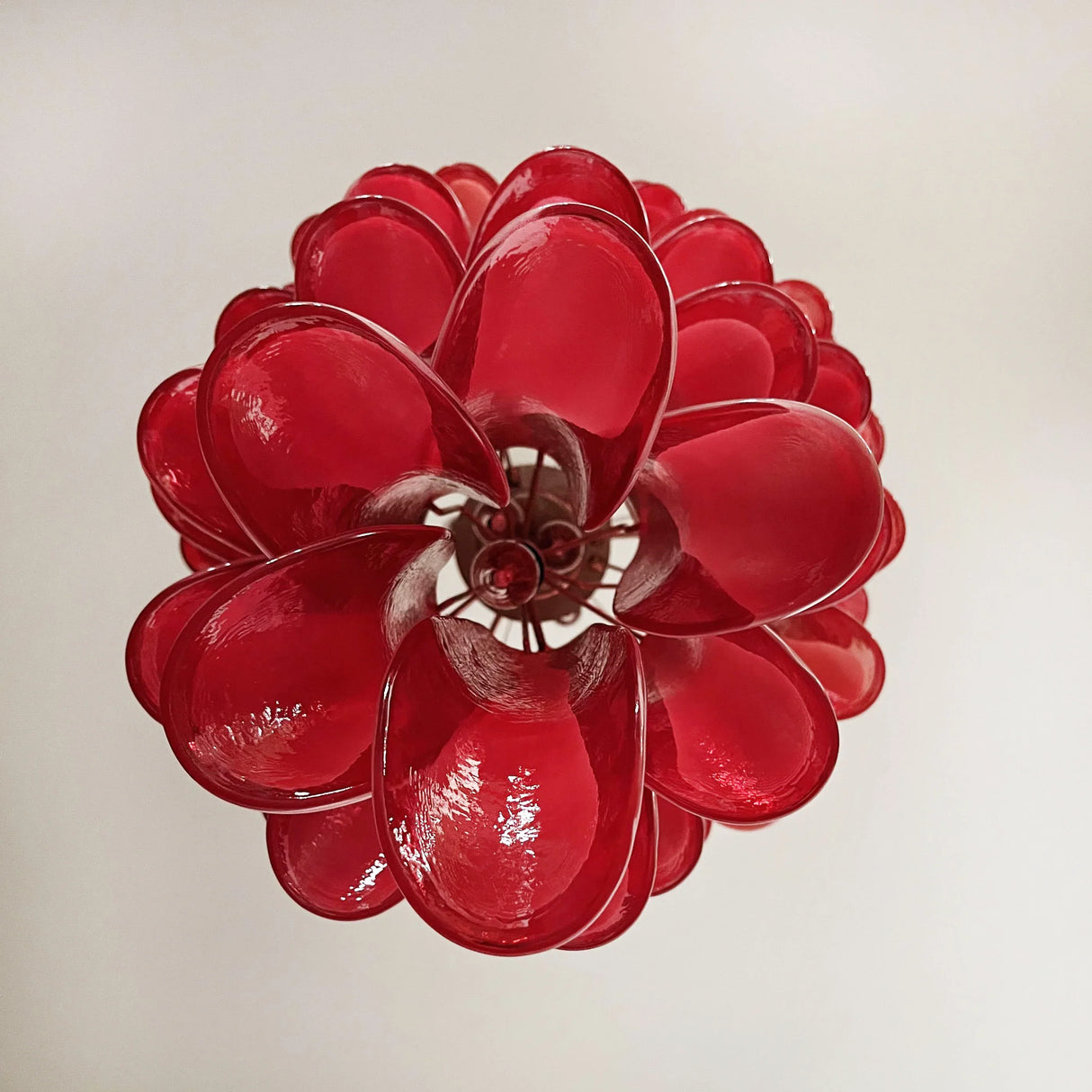 Beautiful Murano Red Petals Spiral Chandelier 25"