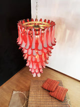 Beautiful Murano Red Petals Spiral Chandelier 25"