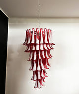 Beautiful Murano Red Petals Spiral Chandelier 25"