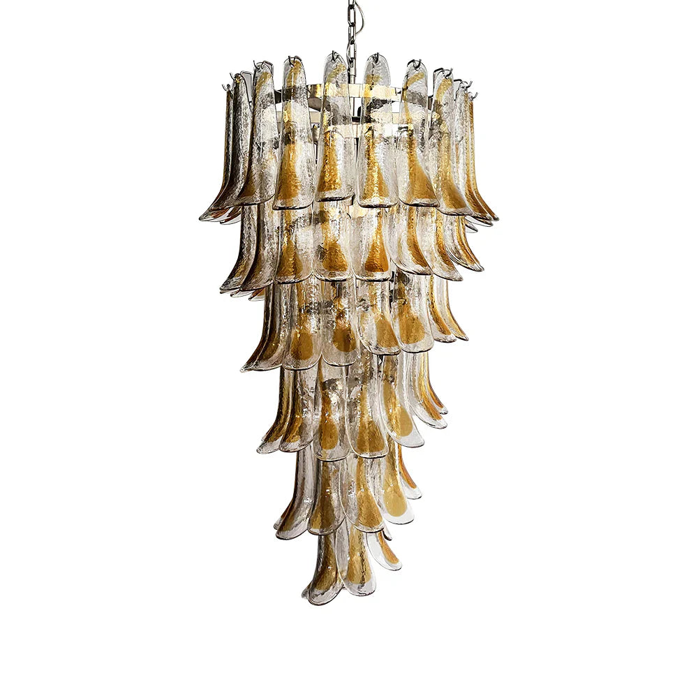 Beautiful Murano Transparent Amber Spiral Chandelier 25"