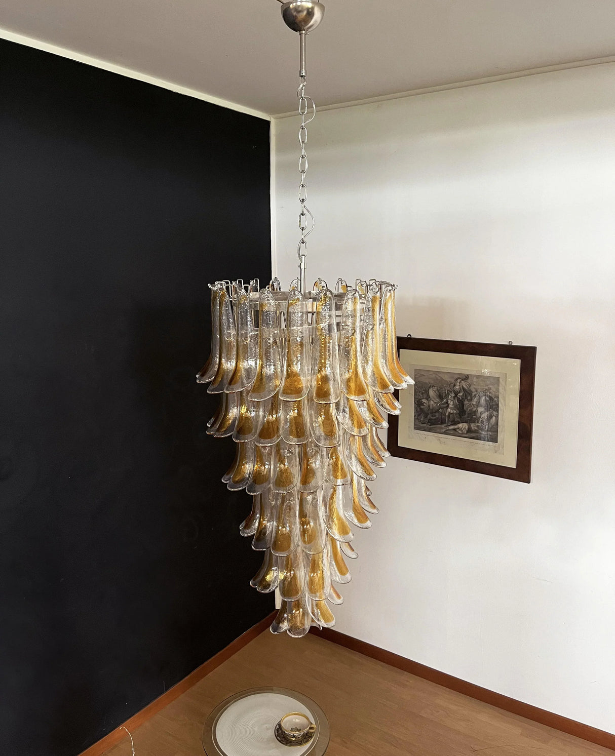 Beautiful Murano Transparent Amber Spiral Chandelier 25"