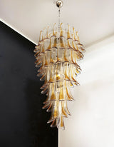 Beautiful Murano Transparent Amber Spiral Chandelier 25"