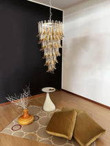 Beautiful Murano Transparent Amber Spiral Chandelier 25"