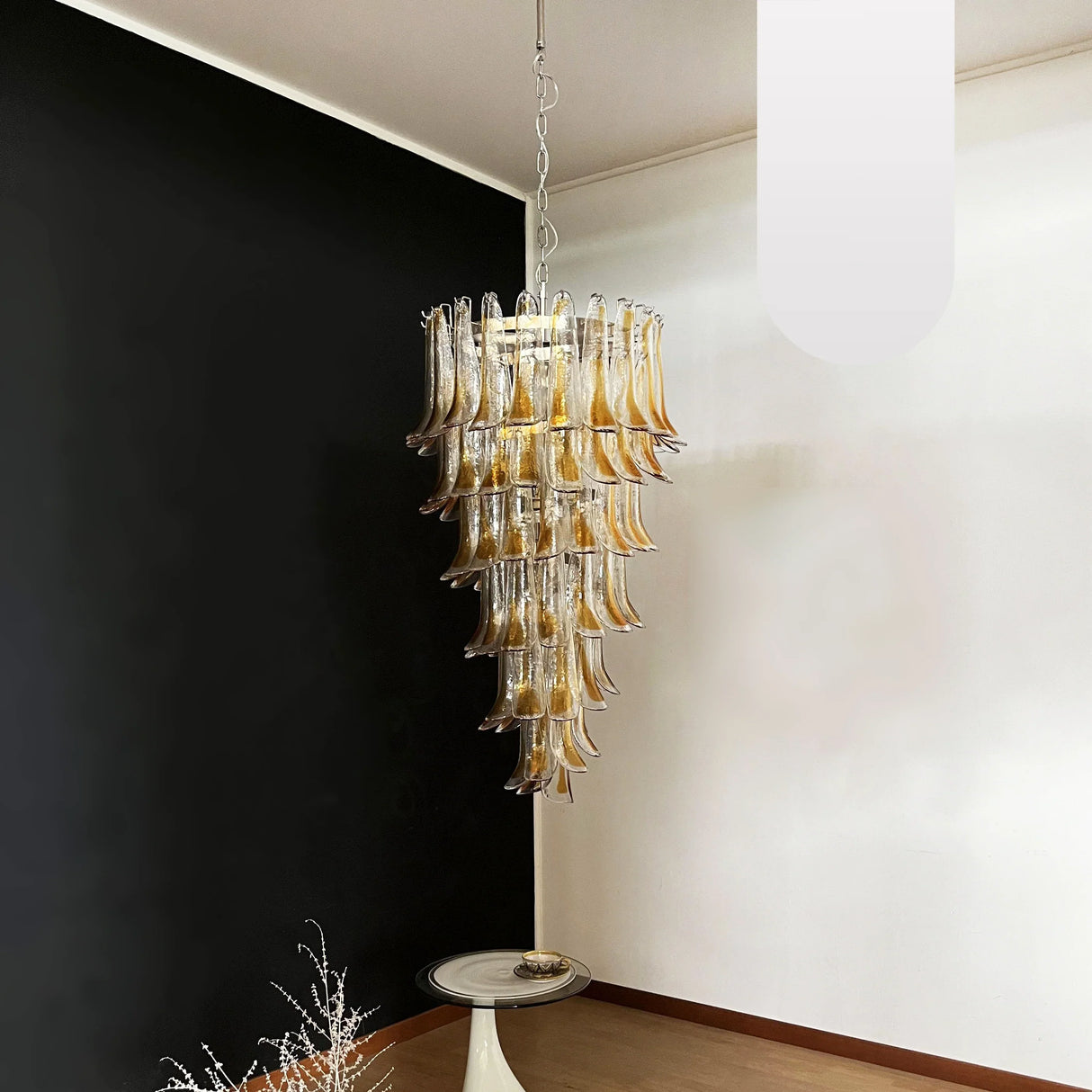 Beautiful Murano Transparent Amber Spiral Chandelier 25"