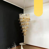 Beautiful Murano Transparent Amber Spiral Chandelier 25"