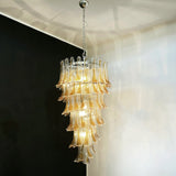 Beautiful Murano Transparent Amber Spiral Chandelier 25"