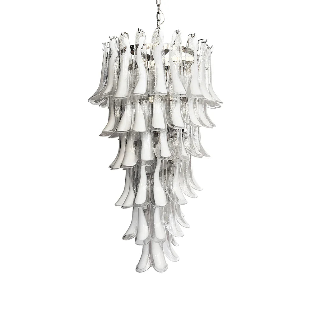 Beautiful Murano Transparent Petals Spiral Chandelier 25"