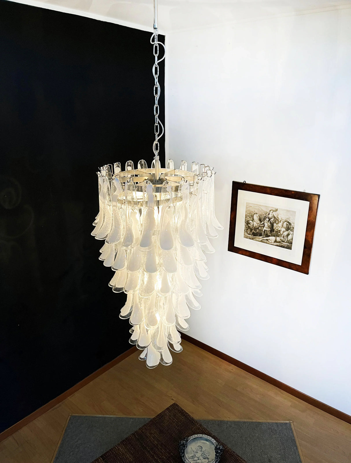 Beautiful Murano Transparent Petals Spiral Chandelier 25"