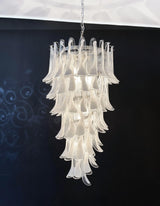 Beautiful Murano Transparent Petals Spiral Chandelier 25"