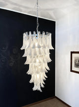 Beautiful Murano Transparent Petals Spiral Chandelier 25"