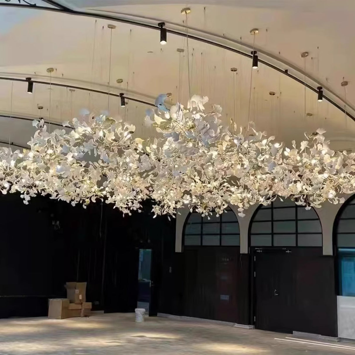 Gingko Leaves Linear Chandelier 197"