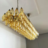 Elegant Amber Murano Poliedri Glass Chandelier 49"