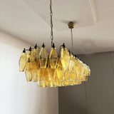 Elegant Amber Murano Poliedri Glass Chandelier 49"