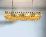 Elegant Amber Murano Poliedri Glass Chandelier 49"