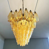 Elegant Amber Murano Poliedri Glass Chandelier 49"