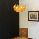 Elegant Murano Poliedri Amber Glass Chandelier 22"