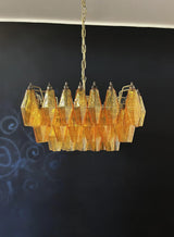 Elegant Murano Poliedri Amber Glass Chandelier 22"