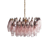 Elegant Murano Poliedri Pink Glass Chandelier 22"