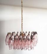 Elegant Murano Poliedri Pink Glass Chandelier 22"