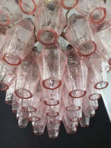 Elegant Murano Poliedri Pink Glass Chandelier 22"