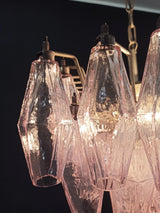 Elegant Murano Poliedri Pink Glass Chandelier 22"