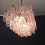 Elegant Murano Poliedri Pink Glass Chandelier 22"