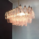 Elegant Murano Poliedri Pink Glass Chandelier 22"