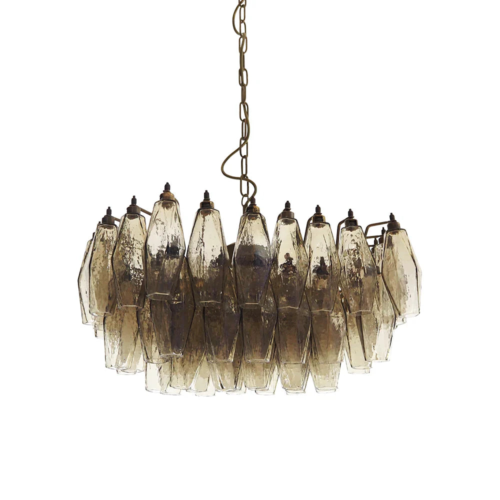 Elegant Murano Poliedri Smoked Glass Chandelier 22"