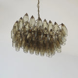 Elegant Murano Poliedri Smoked Glass Chandelier 22"