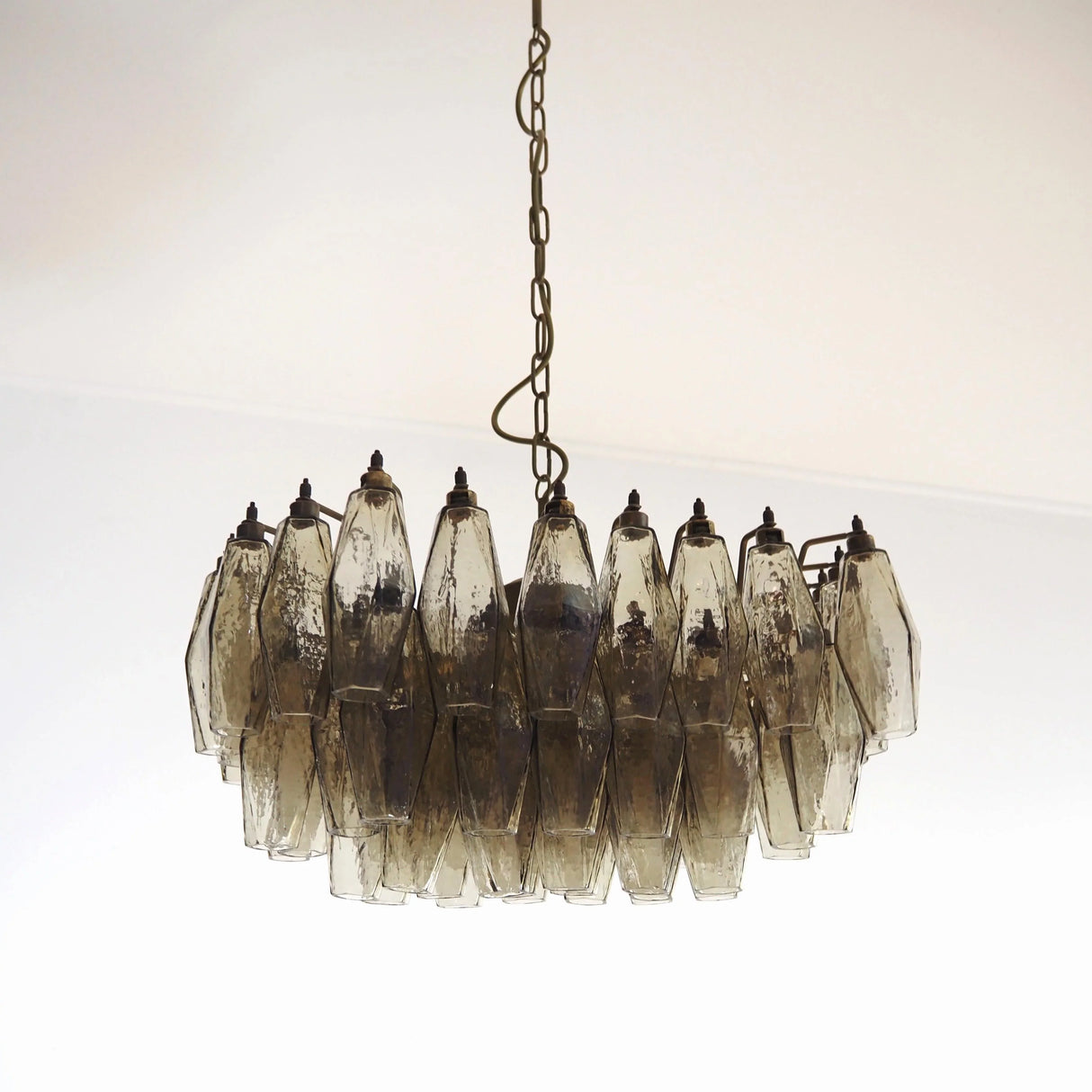 Elegant Murano Poliedri Smoked Glass Chandelier 22"