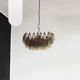 Elegant Murano Poliedri Smoked Glass Chandelier 22"