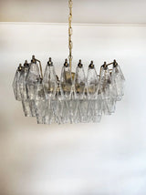 Elegant Murano Poliedri Trasparent Glass Chandelier 22"