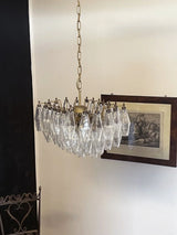 Elegant Murano Poliedri Trasparent Glass Chandelier 22"