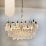 Elegant Murano Poliedri Trasparent Glass Chandelier 22"