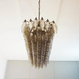 Elegant Smoked Murano Poliedri Glass Chandelier 49"