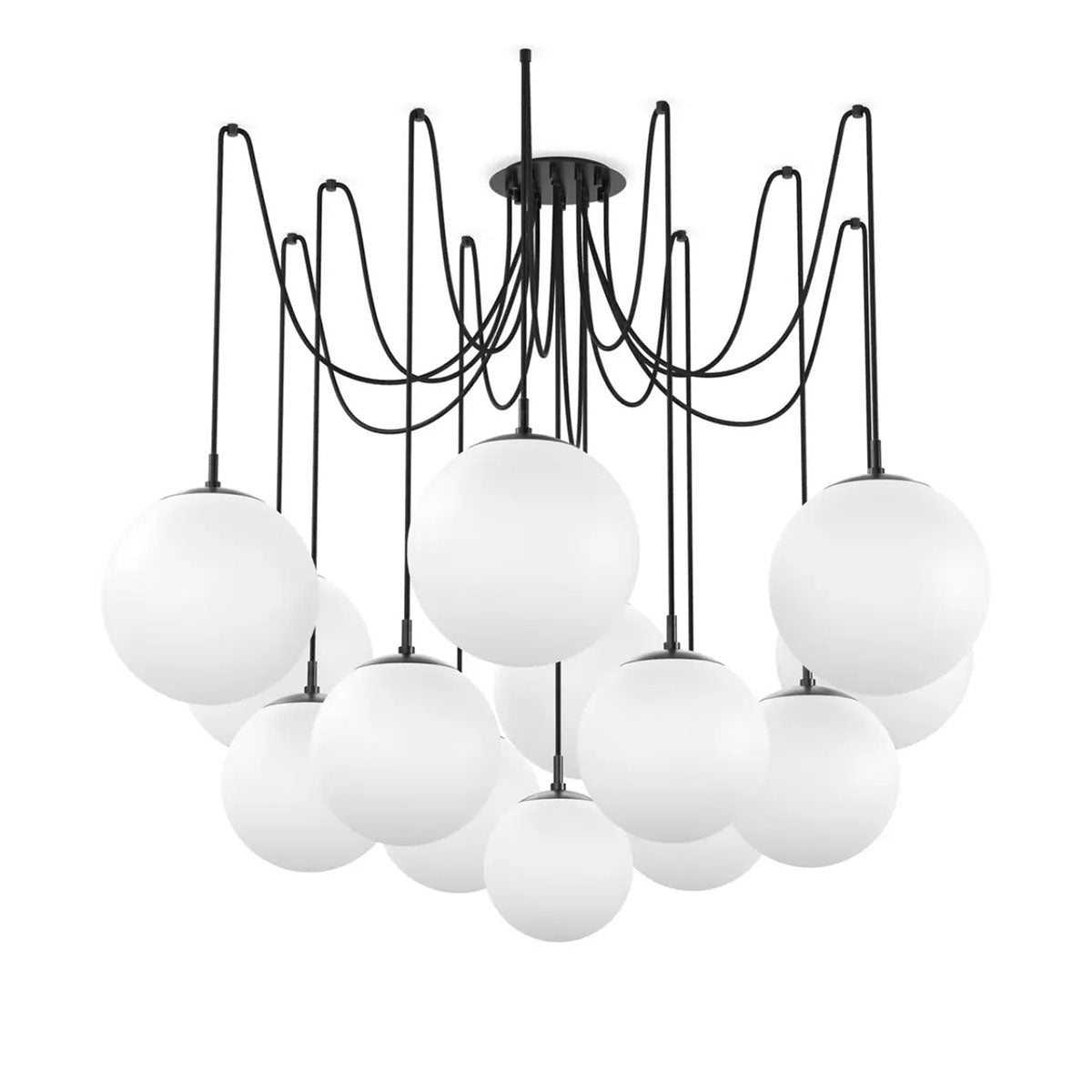 Art Crystal Ball Spider Chandelier Opal Matte Glass