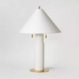 White Tapered Shade Ceramic Table Lamp