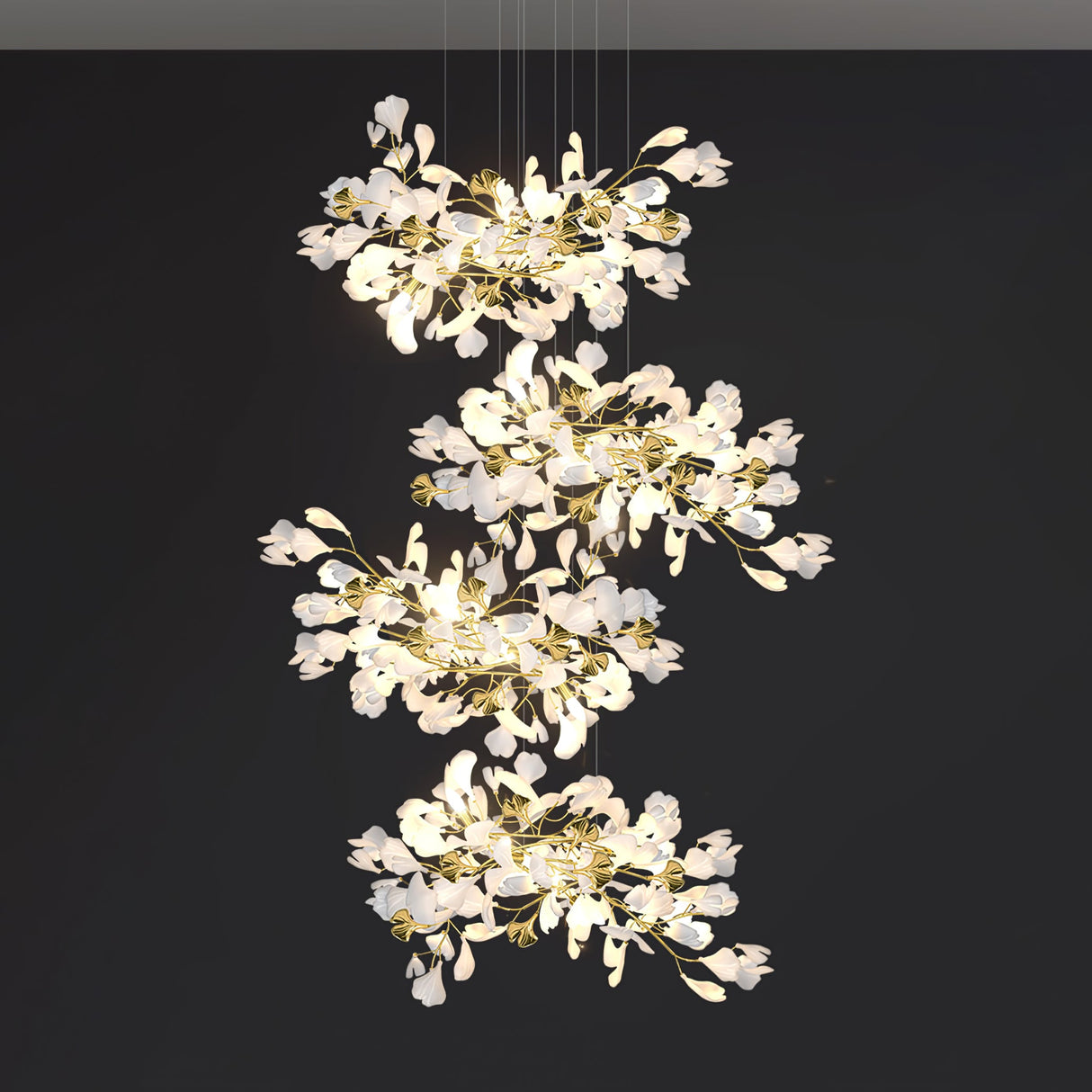 Gingko Leaves Linear Chandelier 197"