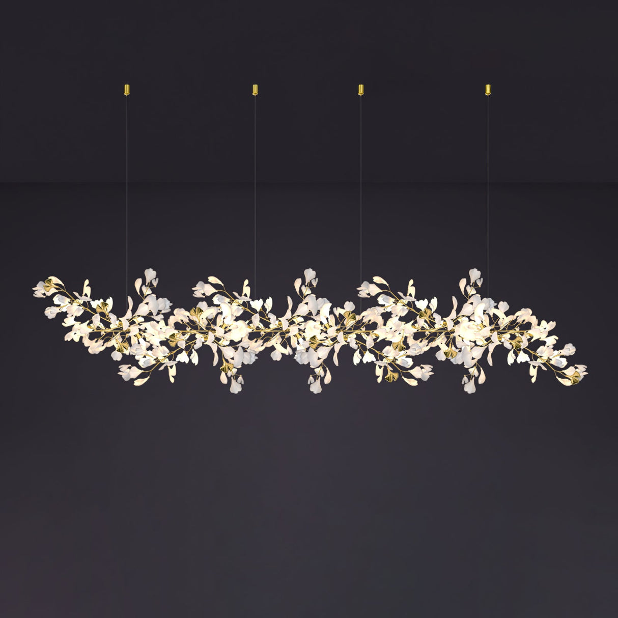 Gingko Leaves Linear Chandelier 197"