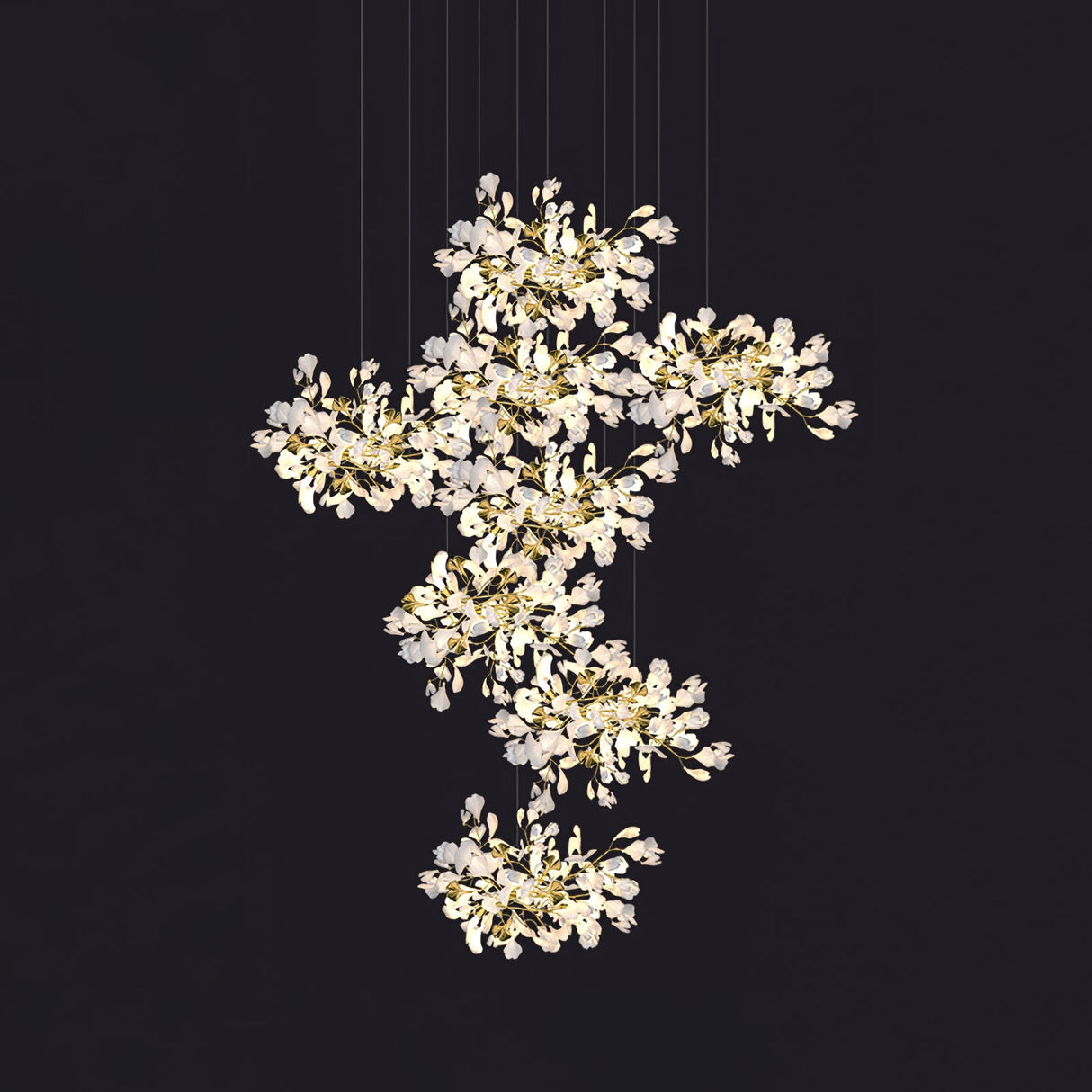 Gingko Leaves Linear Chandelier 197"