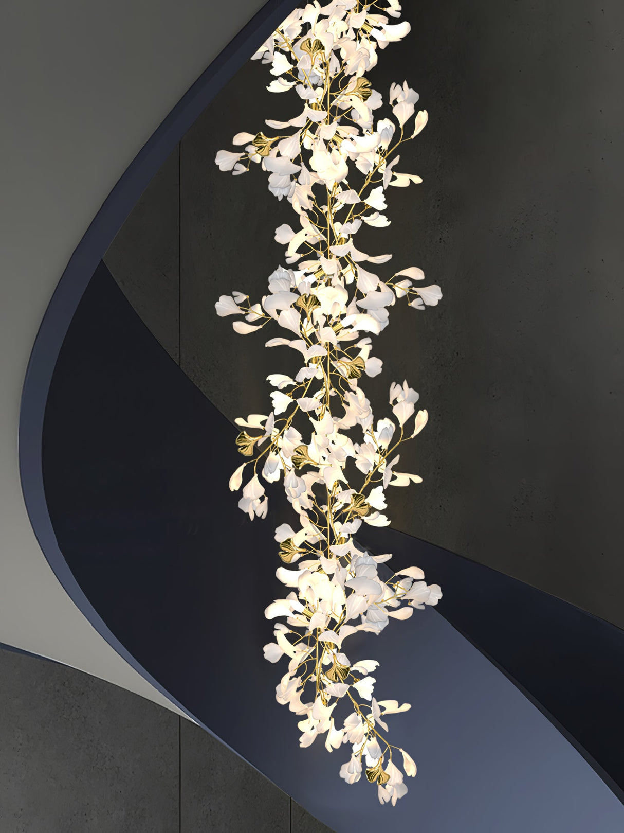 Gingko Leaves Linear Chandelier 197"