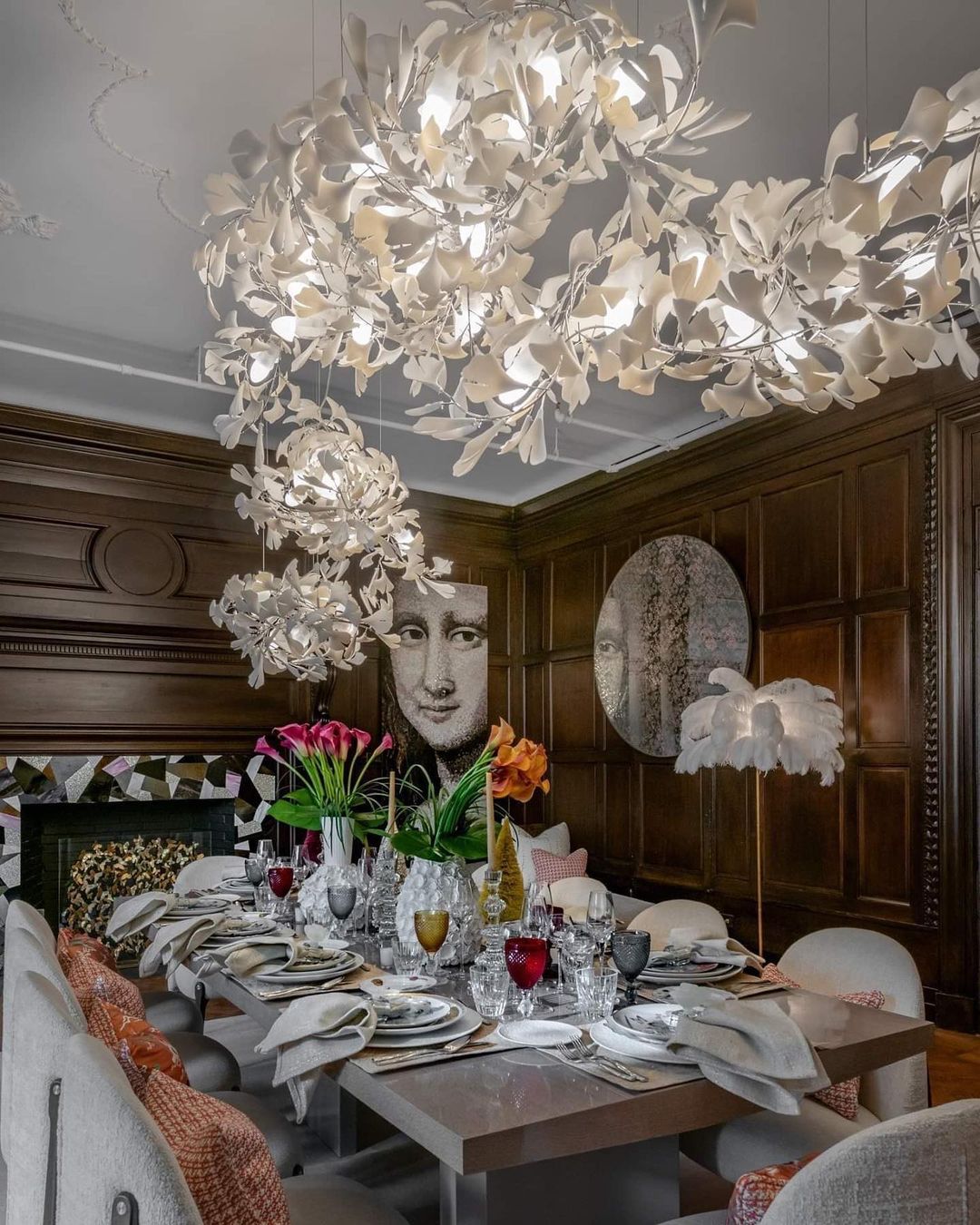 Gingko Leaves Linear Chandelier 197"