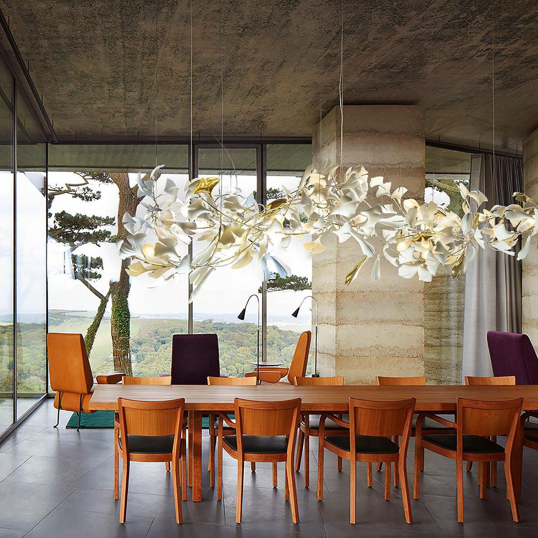 Gingko Leaves Linear Chandelier 197"