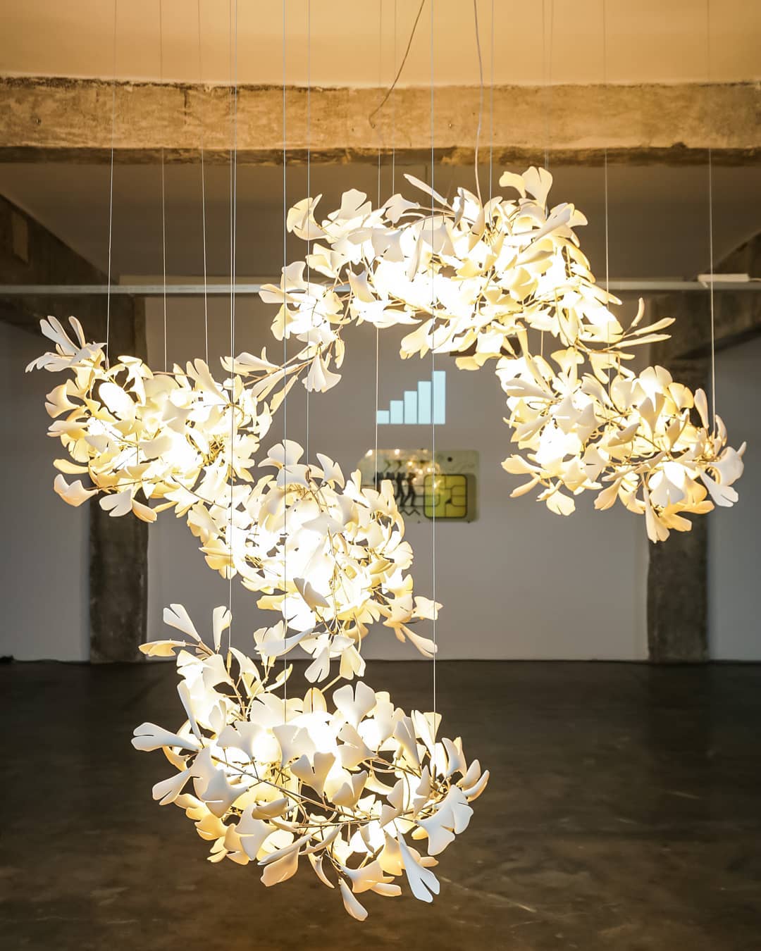 Gingko Leaves Linear Chandelier 197"